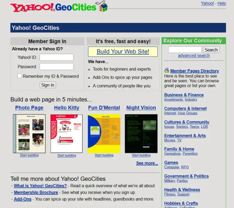 yahoo GeoCities