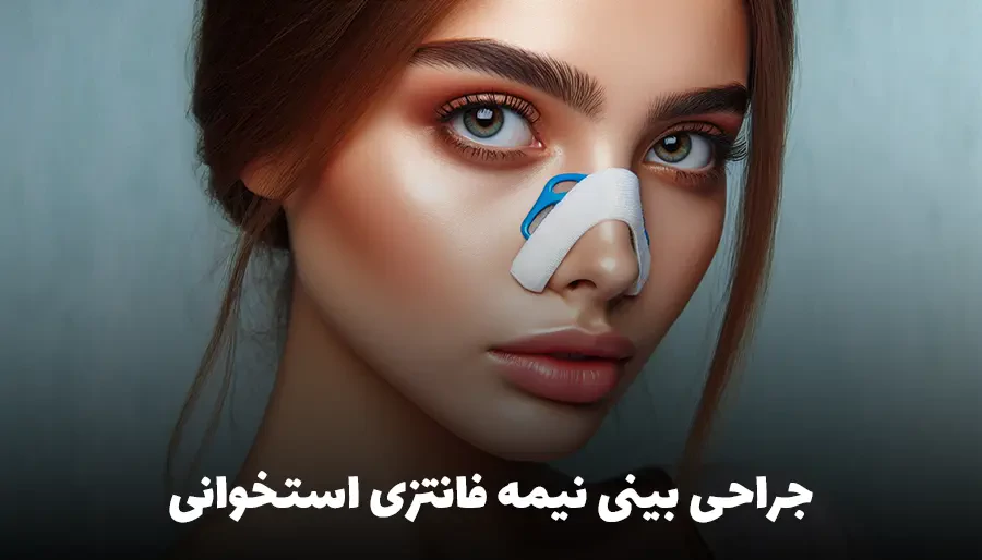 خانم جوانی که عمل بینی نیمه فانتزی استخوانی انجام داده است.