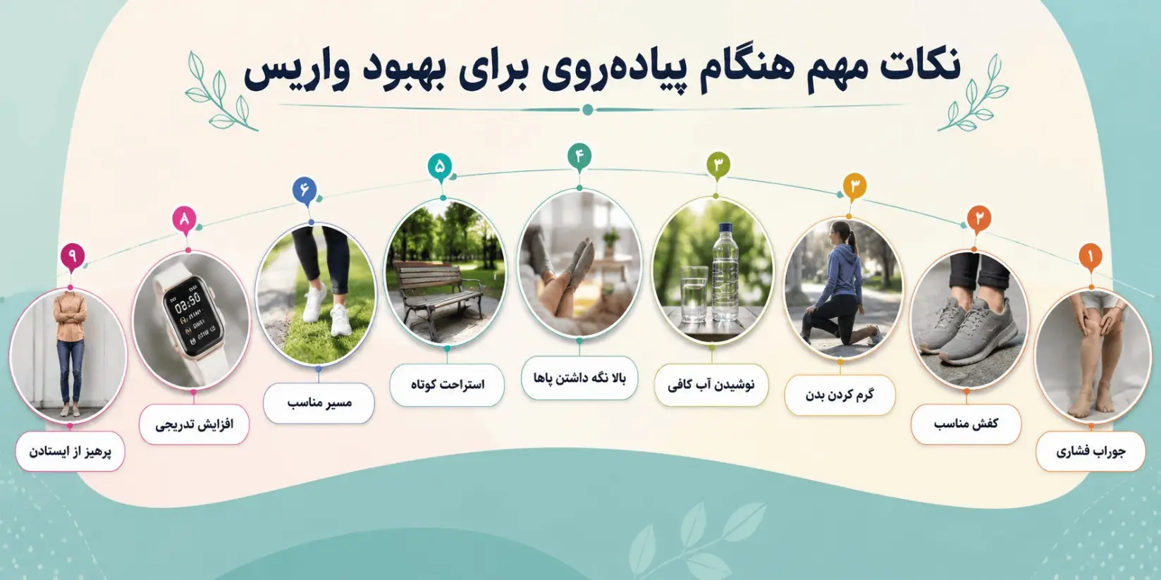 نکات مهم برای پیاده روی مبتلایان واریس